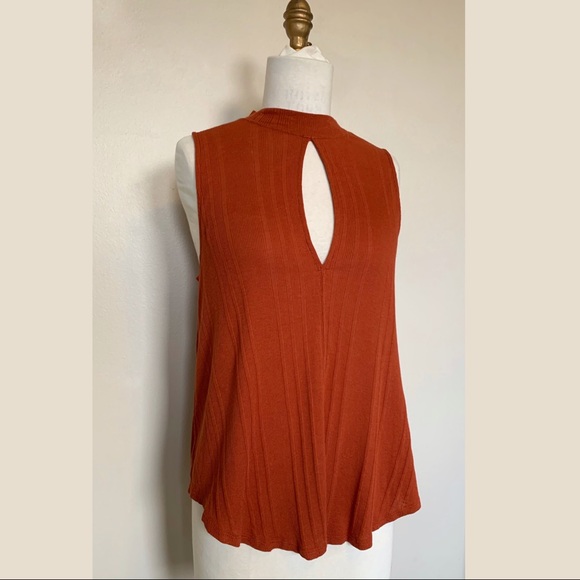 Free People Keyhole Burnt Orange Ribbed Swing Top - Picture 5 of 5